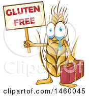Crying Wheat Mascot Holding A Gluten Free Sign