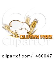 Clipart Of A Toque Chef Hat And Gluten Free Text With Wheat Royalty Free Vector Illustration