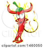 Spicy Red Chile Pepper Devil Mascot