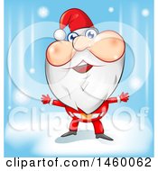 Poster, Art Print Of Welcoming Christmas Santa Claus Over A Blue Background