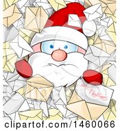 Santa Claus Buried In Letters With Merry Christmas Text