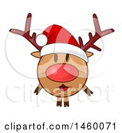 Poster, Art Print Of Christmas Reindeer Wearing A Santa Hat