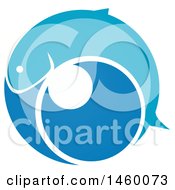 Clipart Of A Blue Fish Circle And Bubble Design Royalty Free Vector Illustration
