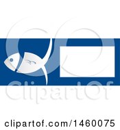 Poster, Art Print Of Blue And White Fish Banner With Text Space