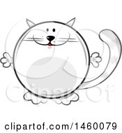 Poster, Art Print Of Cartoon Chubby Round White Cat