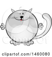 Poster, Art Print Of Cartoon Chubby Round Gray Cat