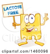 Poster, Art Print Of Cartoon Cheese Mascot Holding A Lactose Free Sign