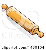 Clipart Of A Wood Rolling Pin Royalty Free Vector Illustration