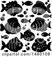 Clipart Of Black And White Fish Royalty Free Vector Illustration