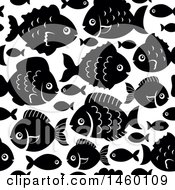 Poster, Art Print Of Seamless Background Of Black And White Fish