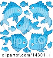 Clipart Of Blue Fish Royalty Free Vector Illustration