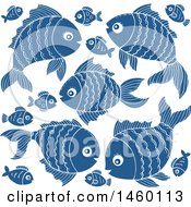 Clipart Of Blue Fish Royalty Free Vector Illustration
