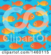 Poster, Art Print Of Seamless Background Of Blue And Orange Fish