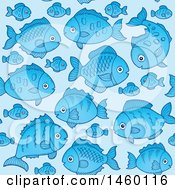 Clipart Of A Seamless Background Of Blue Fish Royalty Free Vector Illustration