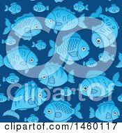 Poster, Art Print Of Seamless Background Of Blue Fish