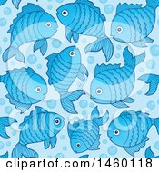 Poster, Art Print Of Seamless Background Of Blue Fish