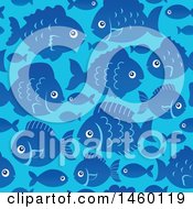 Poster, Art Print Of Seamless Background Of Blue Fish