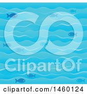 Clipart Of A Background Of Blue Fish Royalty Free Vector Illustration