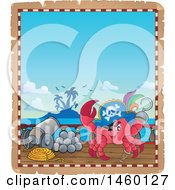 Poster, Art Print Of Parchment Border Of A Pirate Crab