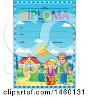 Poster, Art Print Of Diploma Template With Children