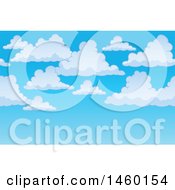 Clipart Of A Background Of Blue Sky With Puffy Clouds Royalty Free Vector Illustration