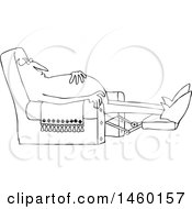 Clipart Of A Black And White Chubby Devil Sleeping In A Recliner Chair Royalty Free Vector Illustration by djart