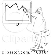 Clipart Of A Black And White Devil Discussing A Decline In The Economy Royalty Free Vector Illustration