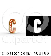 Poster, Art Print Of 3d Vintage Theater Styled Letter C Design With Light Bulbs Illuminating It