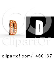 Poster, Art Print Of 3d Vintage Theater Styled Letter D Design With Light Bulbs Illuminating It