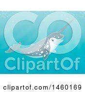 Clipart Of A Cute Narwhal Swimming Underwater Royalty Free Illustration by Alex Bannykh