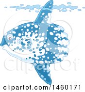 Poster, Art Print Of Moonfish Underwater With His Top Fin Sticking Out Of A Wave