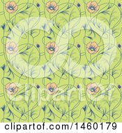 Clipart Of A Background Of Art Nouveau Flowers Royalty Free Vector Illustration
