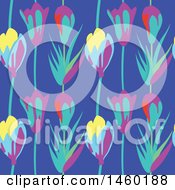 Clipart Of A Background Of Tulip Flowers Royalty Free Vector Illustration by Frisko