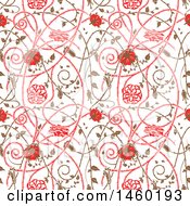 Clipart Of A Background Of Medieval Flowers Royalty Free Vector Illustration