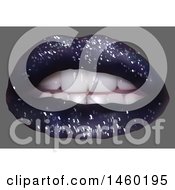 Clipart Of A Womans Mouth With Dark Sparkly Glitter Lipstick Royalty Free Vector Illustration