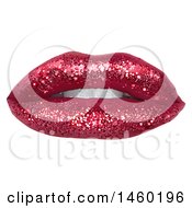 Poster, Art Print Of Womans Mouth With Dark Sparkly Glitter Lipstick