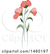 Clipart Of A Plant With Pink Flowers Royalty Free Vector Illustration