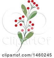 Clipart Of A Plant With Red Berries Royalty Free Vector Illustration by Cherie Reve