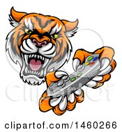 Poster, Art Print Of Tiger Mascot Playing A Video Game