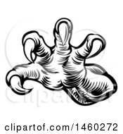 Clipart Of Black And White Woodcut Monster Or Dragon Claws Royalty Free Vector Illustration