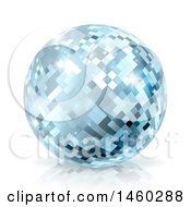 Poster, Art Print Of Sparkly Blue Disco Mirror Ball On A Shaded White Background