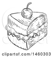 Poster, Art Print Of Black And White Vintage Engraved Slice Of Jam And Cream Victoria Sponge Cake