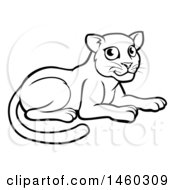 Clipart Of A Black And White Resting Leopard Royalty Free Vector Illustration by AtStockIllustration