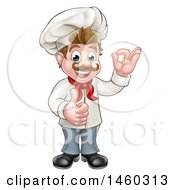Poster, Art Print Of Cartoon Full Length Happy White Male Chef Gesturing Ok And Giving A Thumb Up