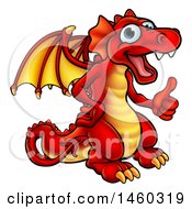 Poster, Art Print Of Cartoon Red Dragon Giving A Thumb Up