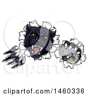 Clipart Of A Vicious Black Panther Shredding Through A Wall With A Video Game Controller In One Paw Royalty Free Vector Illustration