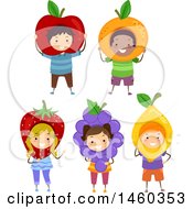 Clipart Of A Group Of Children In Fruit Costumes Royalty Free Vector Illustration by BNP Design Studio