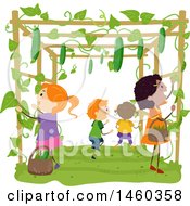 Clipart Of A Group Of Children Harvesting Beans Royalty Free Vector Illustration