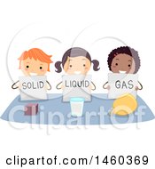 Poster, Art Print Of Group Of Children With Solid Liquid And Gas