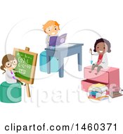Poster, Art Print Of Group Of Children Studying Physics